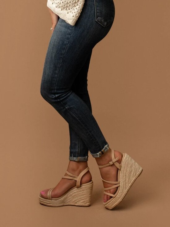 Shoes - Noelle Strappy Espadrille Wedge Sandals (Beige)